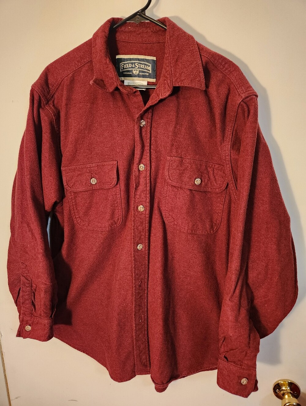 Field & Stream Men's Burgundy Button-Up Flannel Shirt